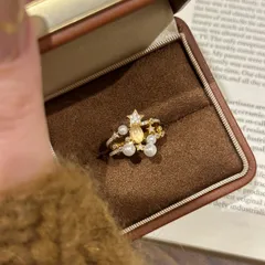 Women’s Rings Featuring Star Pattern With Imitation Pearl Setting And Material 5