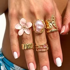 Gold Alloy Women’s Three-dimensional Flowers Ring For Elegant Style Featuring Zircon Inlay 4