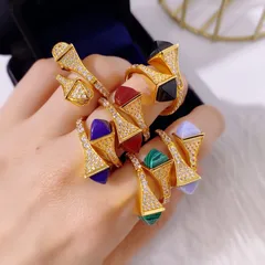 For Women Tower Open Ring In Brass With 24K Real Gold Plated Coating 0.03µm-0.05µm Featuring Artificial Gemstones