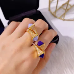 For Women Tower Open Ring In Brass With 24K Real Gold Plated Coating 0.03µm-0.05µm Featuring Artificial Gemstones 2