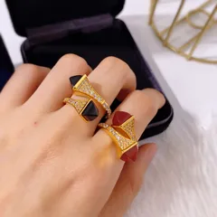 For Women Tower Open Ring In Brass With 24K Real Gold Plated Coating 0.03µm-0.05µm Featuring Artificial Gemstones 3
