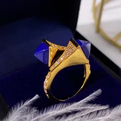 For Women Tower Open Ring In Brass With 24K Real Gold Plated Coating 0.03µm-0.05µm Featuring Artificial Gemstones 4
