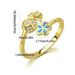 Women’s Tropical Pineapple Ring In Copper With October Birthstone Opal Inlay, Available In Blue 2