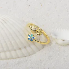 Women’s Tropical Pineapple Ring In Copper With October Birthstone Opal Inlay, Available In Blue 3