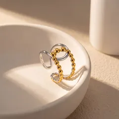 Women’s U Shape Rings In Multicolor Titanium Steel With Waterproof Non Tarnish Electroplated Gold Plating 2