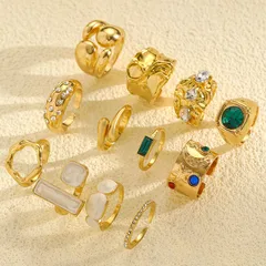 For Women Vintage Style Gold Alloy Open Rings Set Featuring Asymmetrical Craftsmanship 4