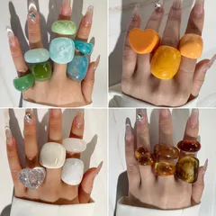 Sweet Women’s Wide Band Irregular Ring Featuring Ombre Resin Inlay Material