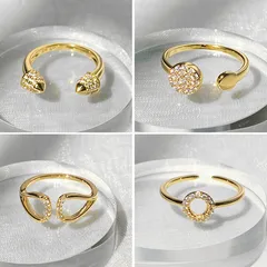 Xuping Vintage Open Ring For Women Simple Ring  Alloy Feather Design 4
