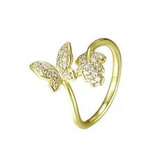 Xuping Vintage Open Ring For Women Simple Ring  Alloy Feather Design 5