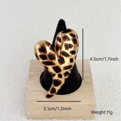 Heart Shape Open Ring For Women In Leopard Print Alloy 2