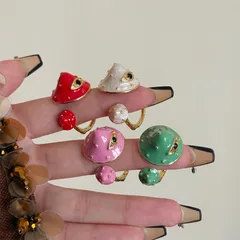 Style Mushroom Rings For Colour Lovers Featuring Enamel Alloy Craftsmanship
