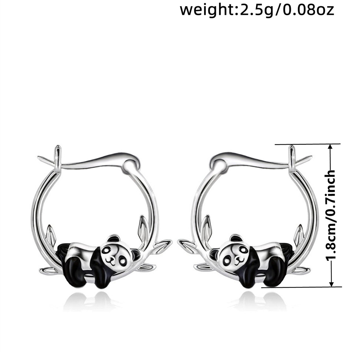 Panda Enamel Stud Earrings For Women In Copper With White K Water Plating And 0.03µm Thickness 5