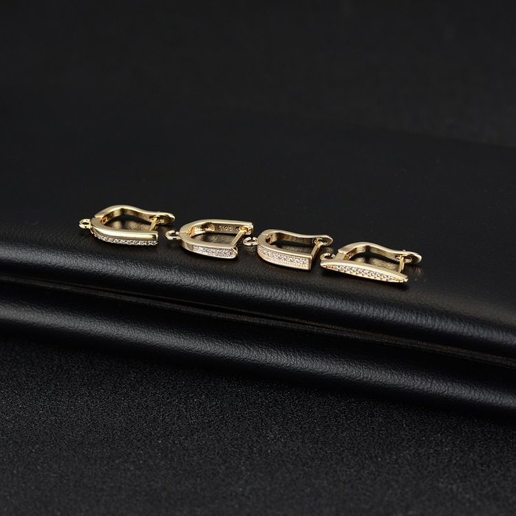Paper Clip Earrings For Women With Copper Posts, Electroplated And 14K Real Gold Plated Featuring Zircon Inlay