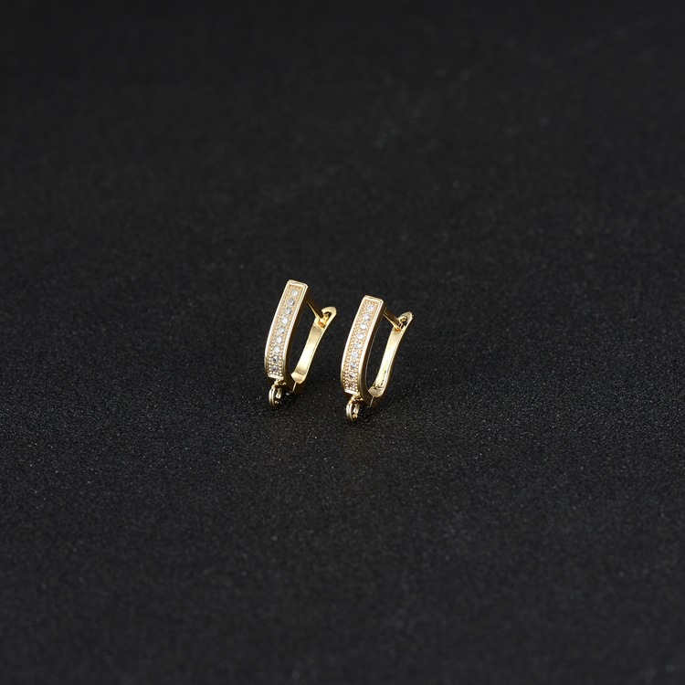 Paper Clip Earrings For Women With Copper Posts, Electroplated And 14K Real Gold Plated Featuring Zircon Inlay 3