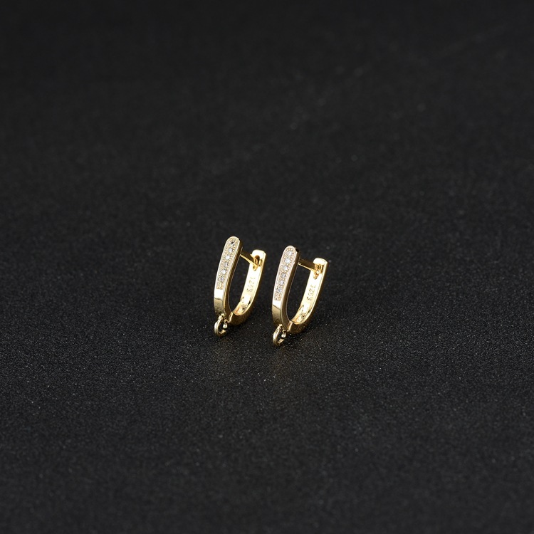 Paper Clip Earrings For Women With Copper Posts, Electroplated And 14K Real Gold Plated Featuring Zircon Inlay 4