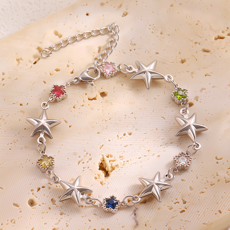 Pentagram Bracelet For Women In 304 Stainless Steel With 18K Real Gold Electroplated Finish And Zircon Inlay 4