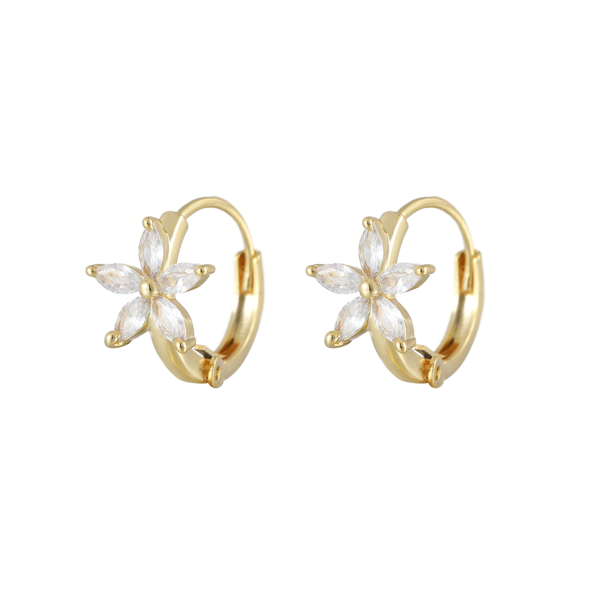 Pentagram Earrings For Women With Copper Ear Pins, Electroplated And 14K Real Gold Plated Featuring Zircon Inlay 4