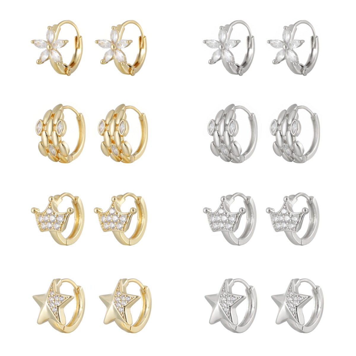 Pentagram Earrings For Women With Copper Ear Pins, Electroplated And 14K Real Gold Plated Featuring Zircon Inlay 5