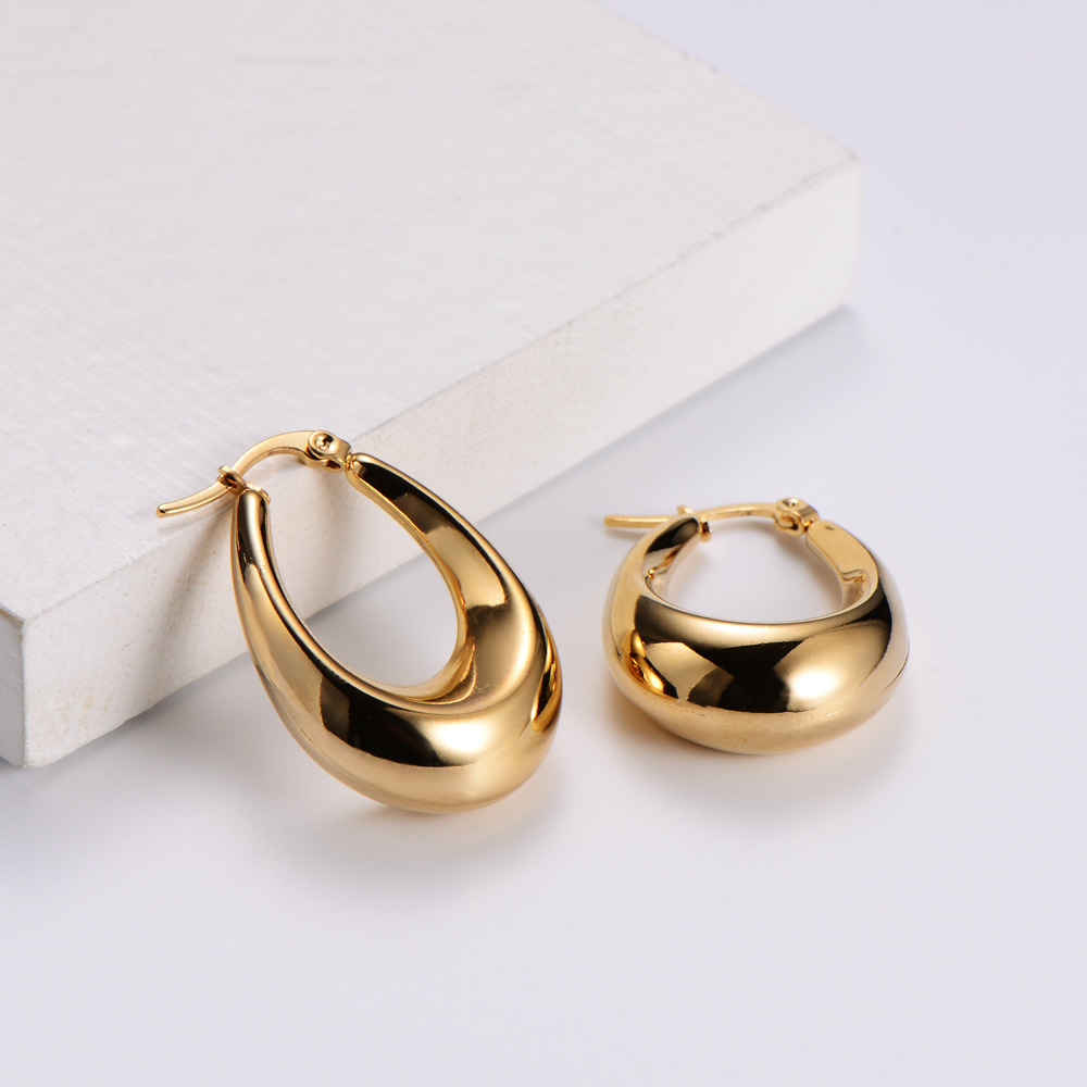 Water Droplets Earrings For Women, Electroplated 304 Stainless Steel With 18K Gold PVD Coating
