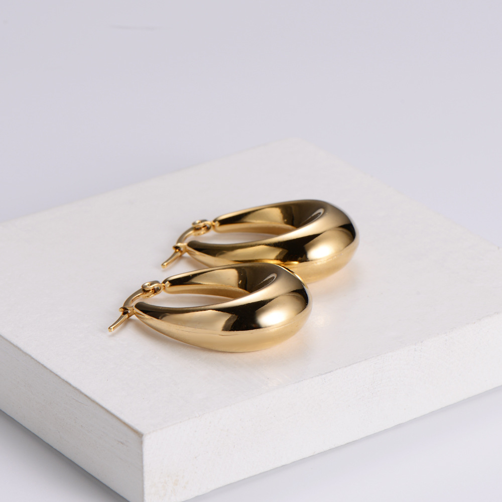 Water Droplets Earrings For Women, Electroplated 304 Stainless Steel With 18K Gold PVD Coating 3
