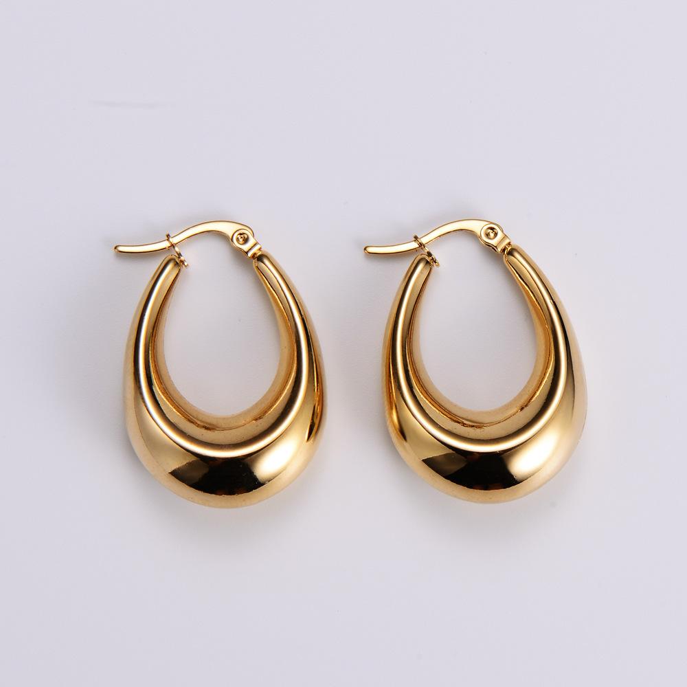 Water Droplets Earrings For Women, Electroplated 304 Stainless Steel With 18K Gold PVD Coating 4