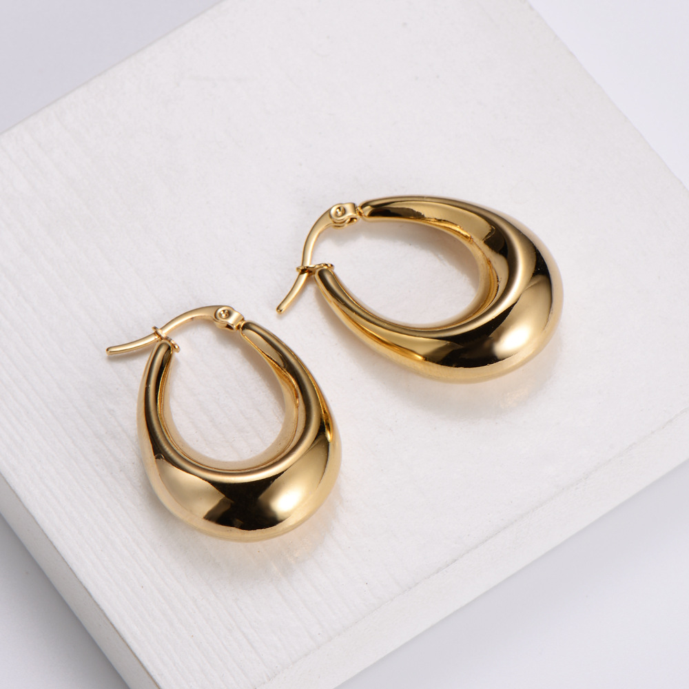Water Droplets Earrings For Women, Electroplated 304 Stainless Steel With 18K Gold PVD Coating 5