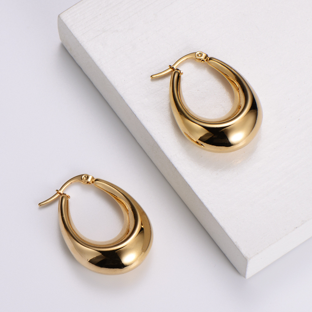 Water Droplets Earrings For Women, Electroplated 304 Stainless Steel With 18K Gold PVD Coating 6