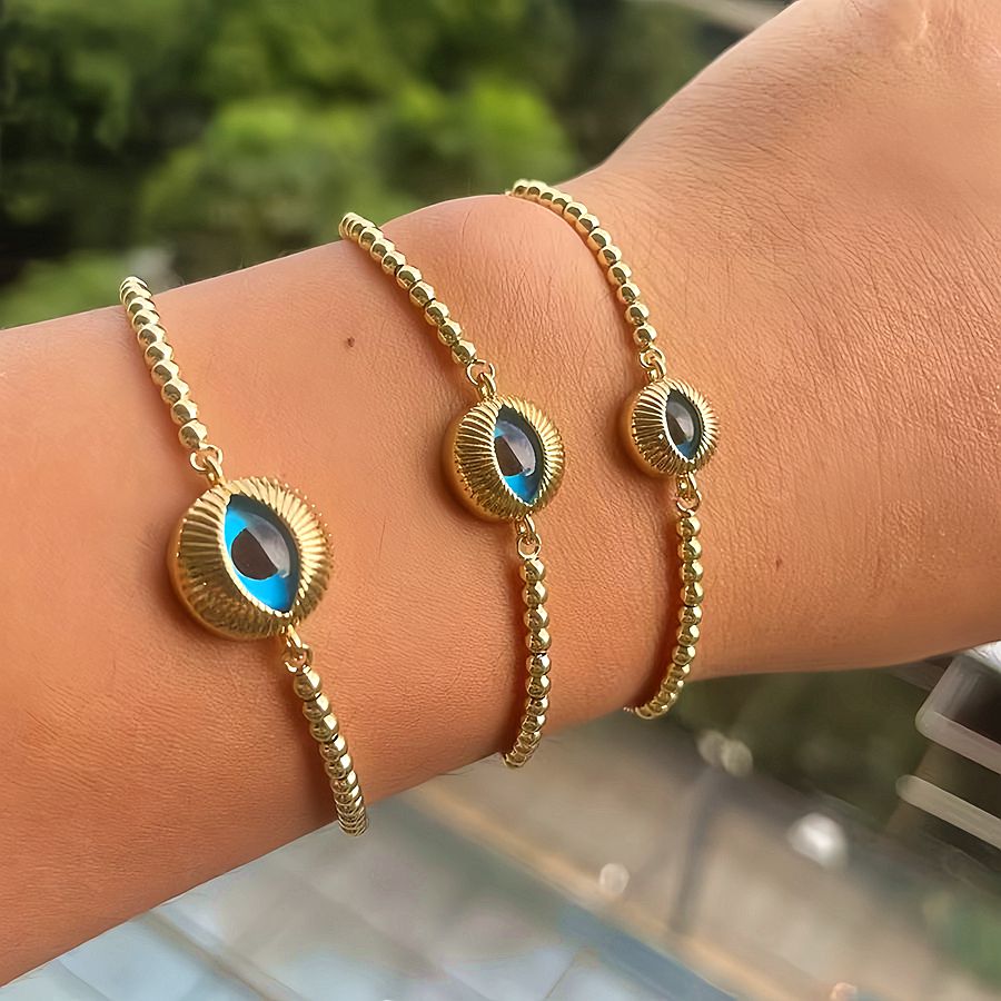 Personalized Simple Round Devil's Eye Bracelet Fashionable All-Match Exquisite Adjustable Bead Necklace Bracelet