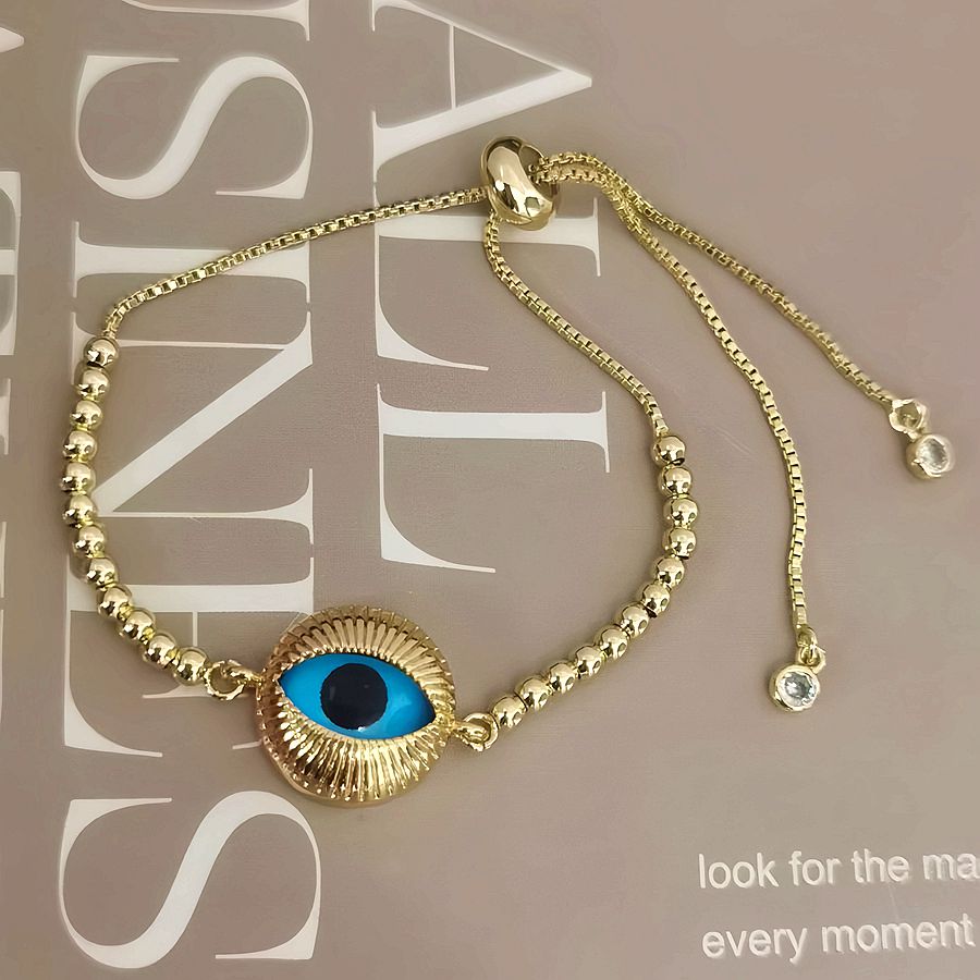 Personalized Simple Round Devil's Eye Bracelet Fashionable All-Match Exquisite Adjustable Bead Necklace Bracelet 2