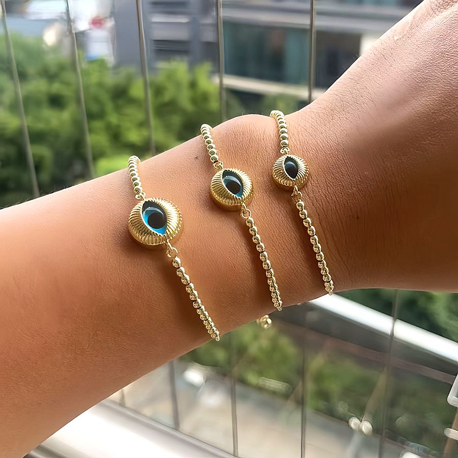 Personalized Simple Round Devil's Eye Bracelet Fashionable All-Match Exquisite Adjustable Bead Necklace Bracelet 3