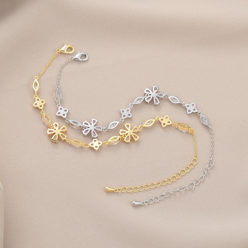 Petal Zircon Inlay Bracelet For Women In Silver, Elegant Jewelry For Business Occasions 2