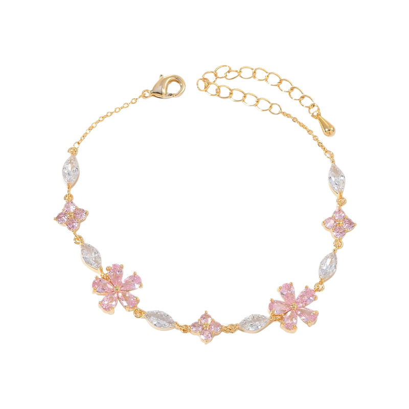 Petal Zircon Inlay Bracelet For Women In Silver, Elegant Jewelry For Business Occasions 5