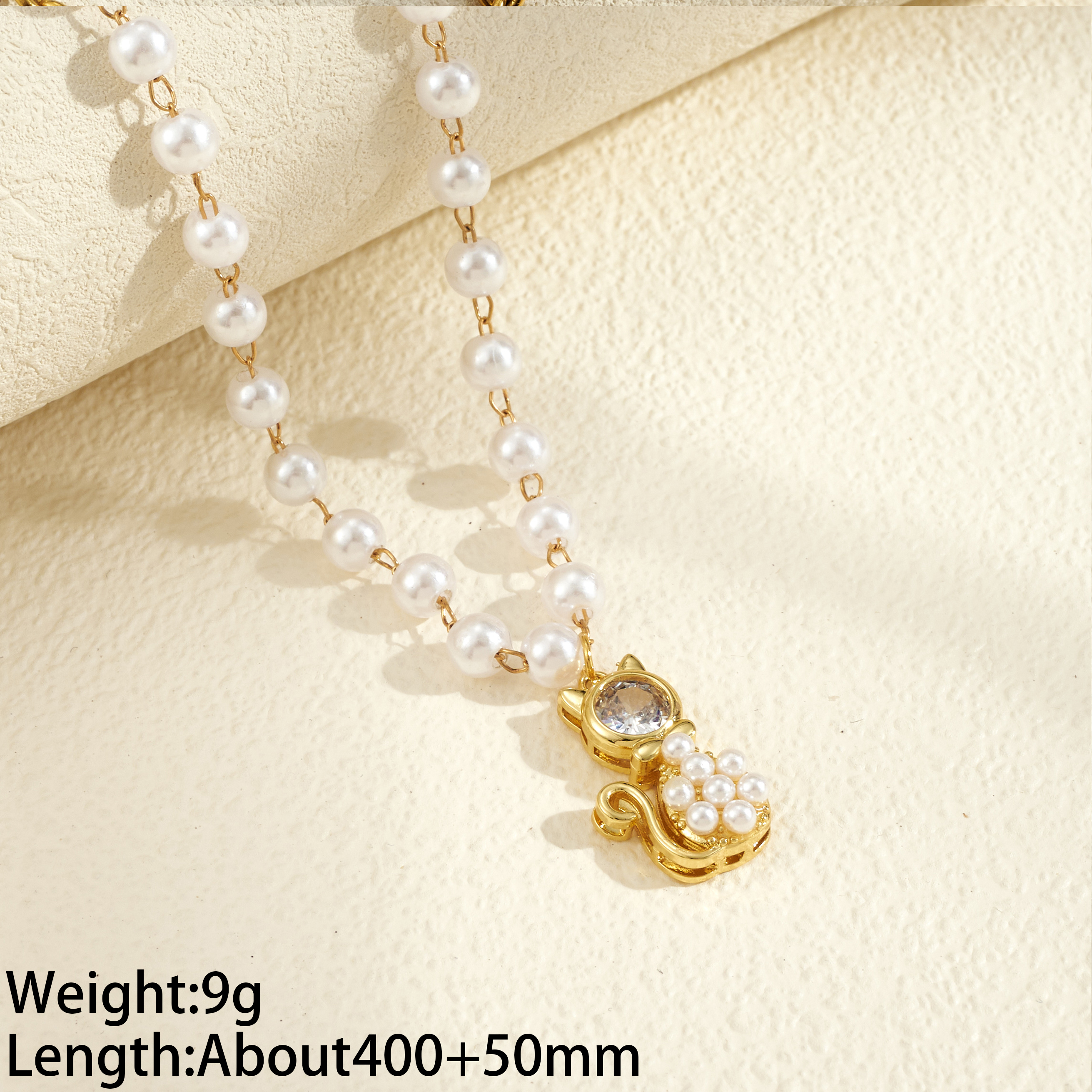 Polished Heart Shape Necklace For Women With 18K Gold Plated Copper And Imitation Pearl Inlay On Beaded Chain Featuring Water Plating 5