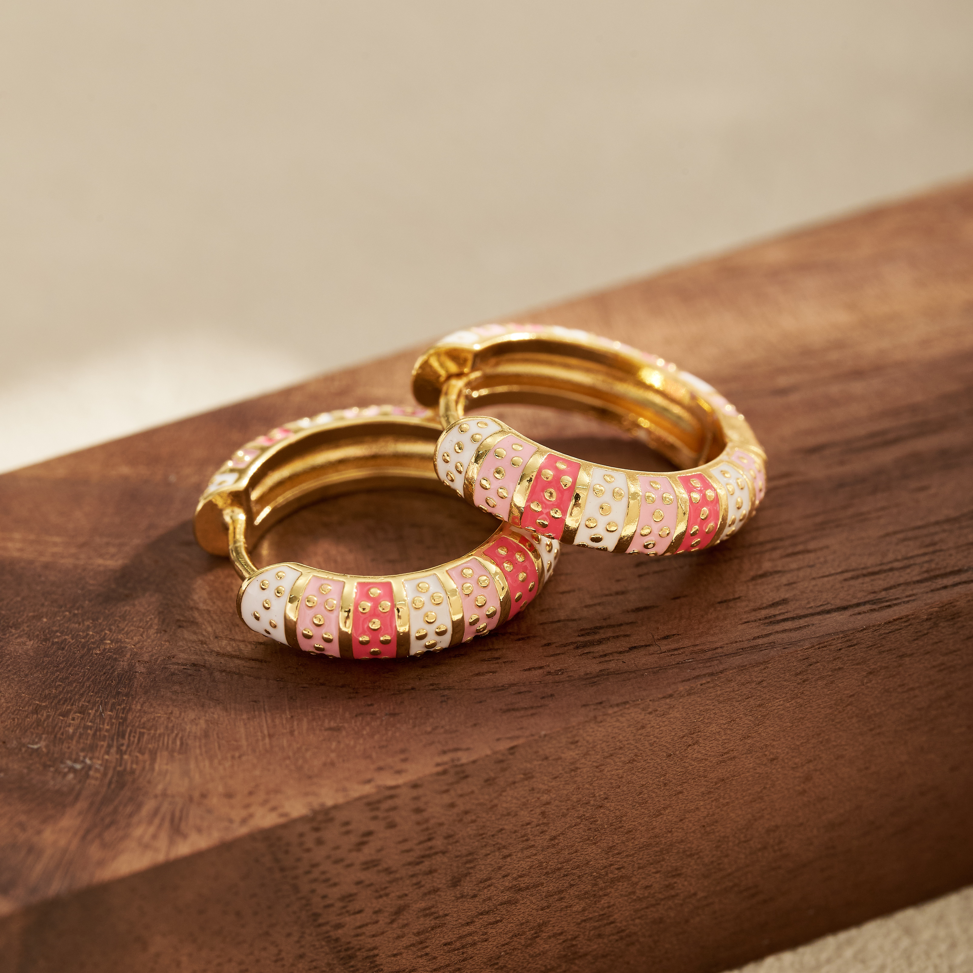 Electroplated Polka Dots Earrings For Women In Copper With 18K Real Gold Plated Water Plating And 0.03µm Coating Thickness 2