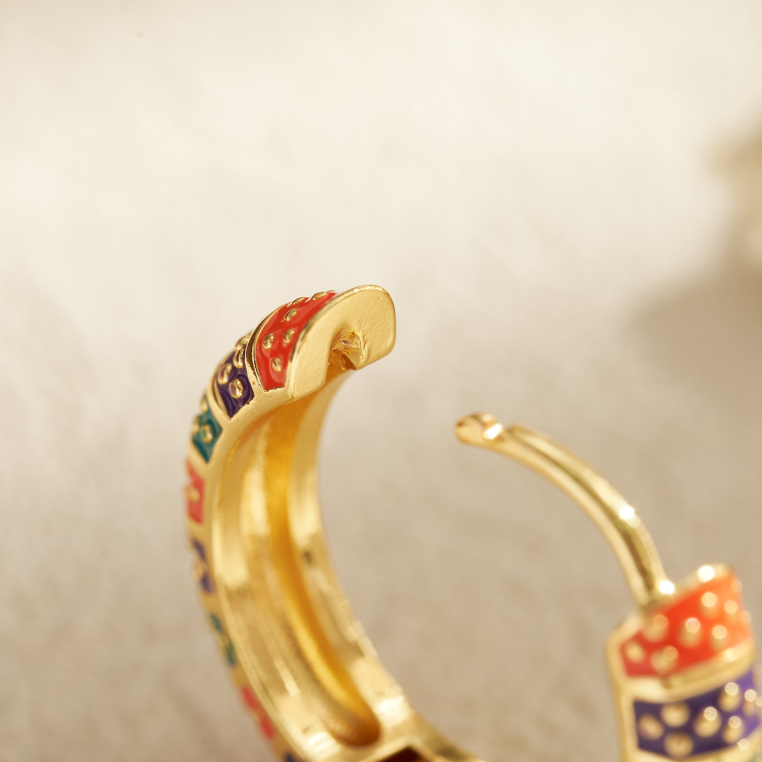Electroplated Polka Dots Earrings For Women In Copper With 18K Real Gold Plated Water Plating And 0.03µm Coating Thickness 3