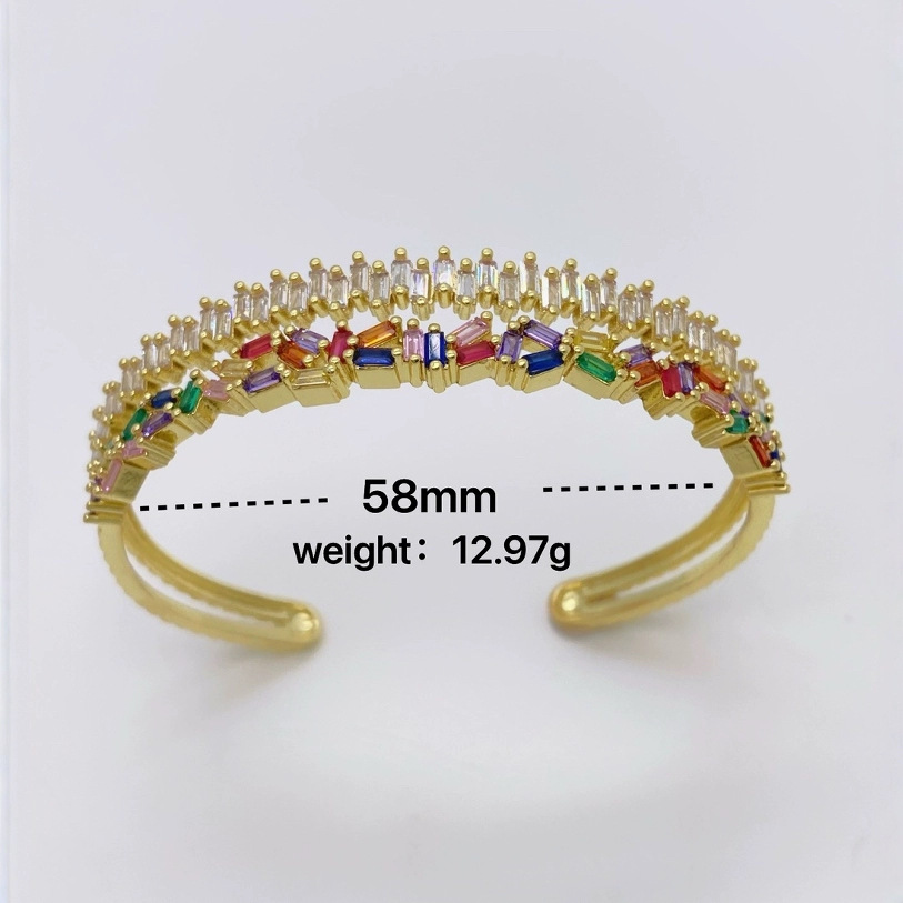 Rainbow Colorful Bracelet Elegant Lady Lightweight Luxury Design Colored Zircon Stone Hand Accessory Fashionable European Style 2