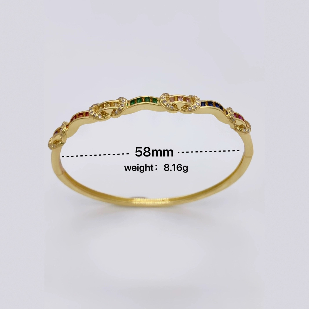 Rainbow Colorful Bracelet Elegant Lady Lightweight Luxury Design Colored Zircon Stone Hand Accessory Fashionable European Style 4