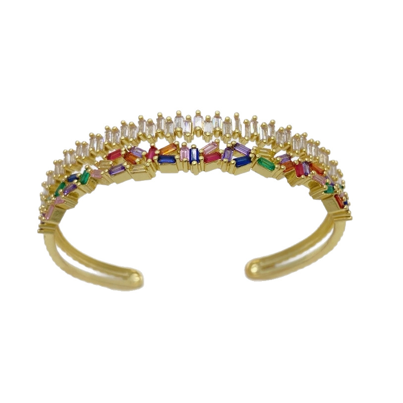Rainbow Colorful Bracelet Elegant Lady Lightweight Luxury Design Colored Zircon Stone Hand Accessory Fashionable European Style 5