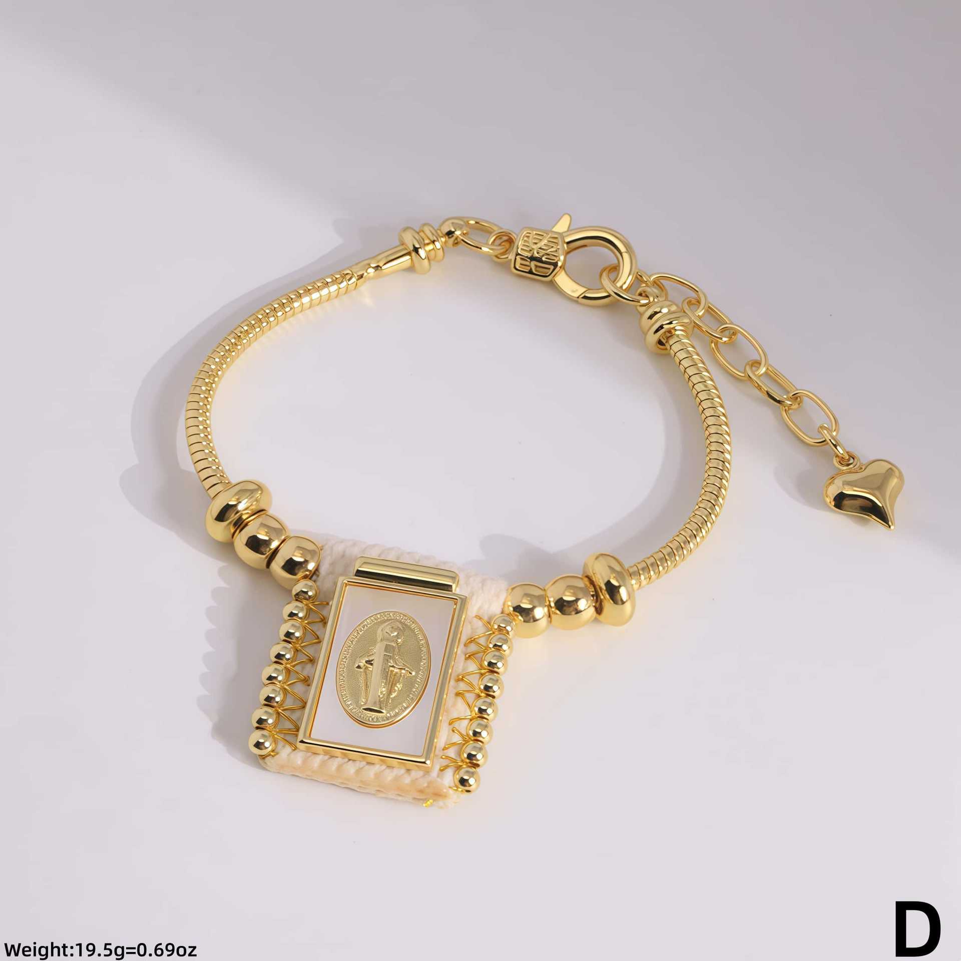 Renaissance Hero Relief Pendant Bracelet 18K Gold Plated Unique Jewelry Unisex Anniversary Celebration 3