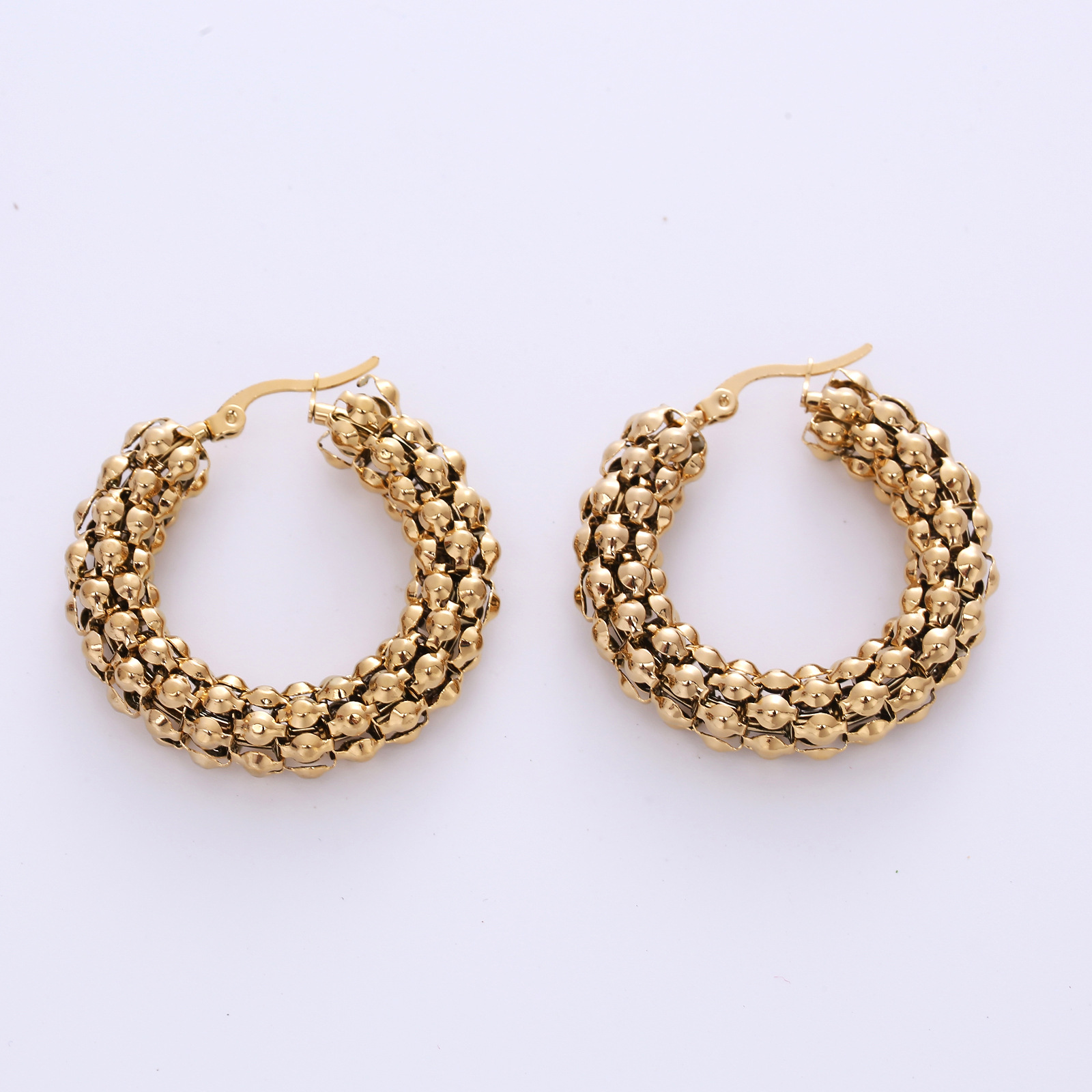 Women’s C Shape Earrings In 304 Stainless Steel Featuring Electroplated Golden Water Plating Process
