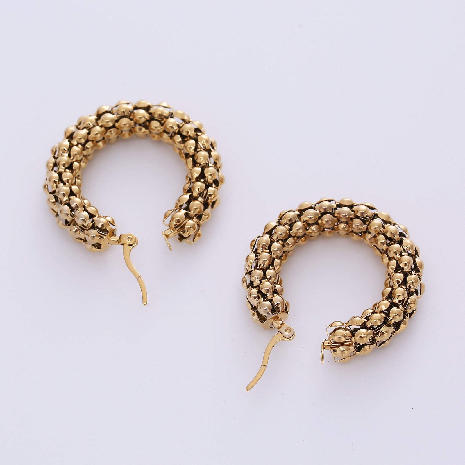 Women’s C Shape Earrings In 304 Stainless Steel Featuring Electroplated Golden Water Plating Process 4