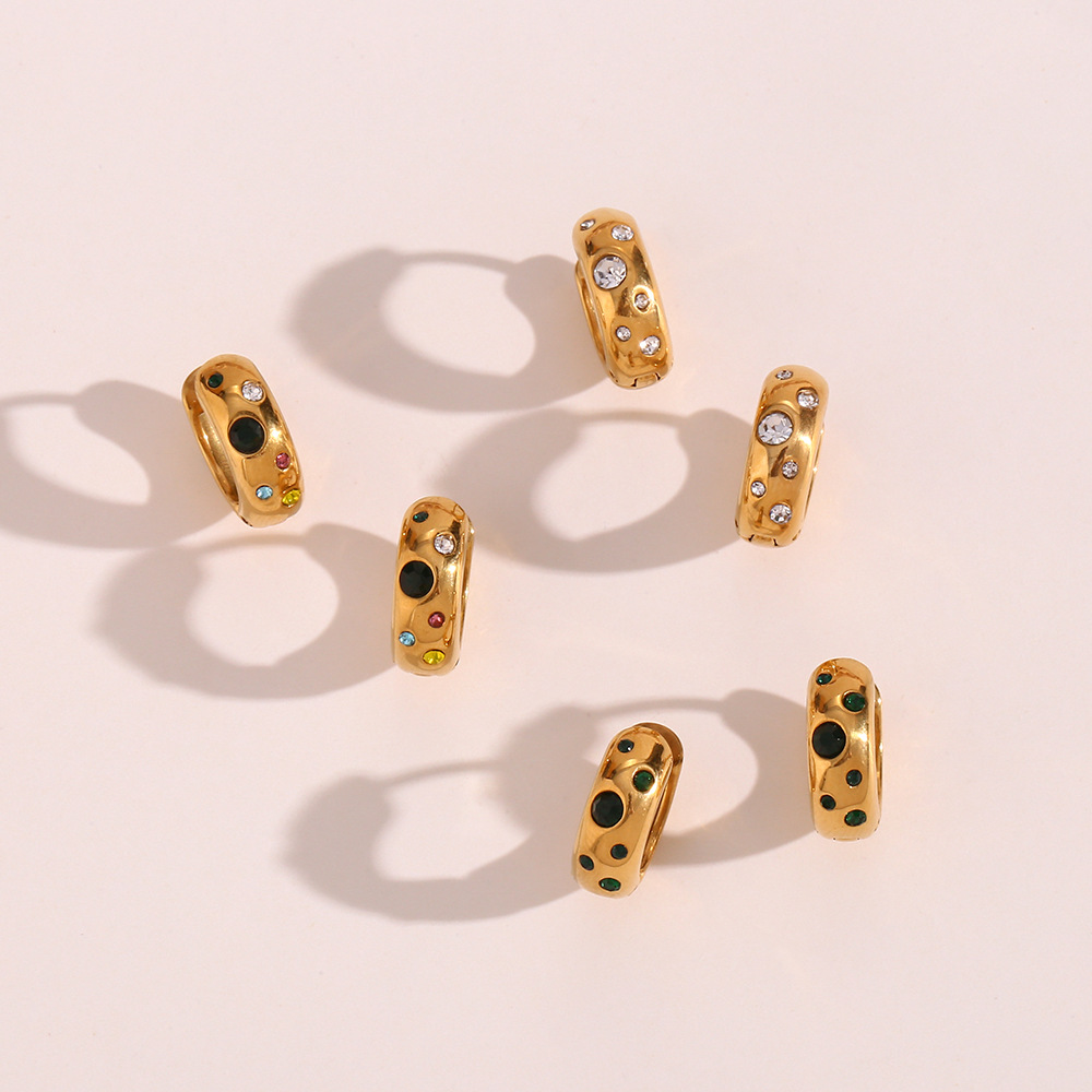 Geometric Earrings For Women With 18K Gold Plated 304 Stainless Steel Featuring Zircon Inlay And PVD Vacuum Plating