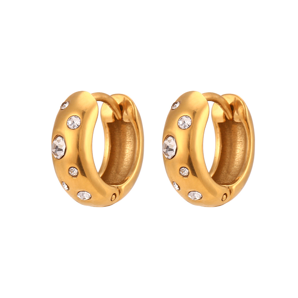 Geometric Earrings For Women With 18K Gold Plated 304 Stainless Steel Featuring Zircon Inlay And PVD Vacuum Plating 4
