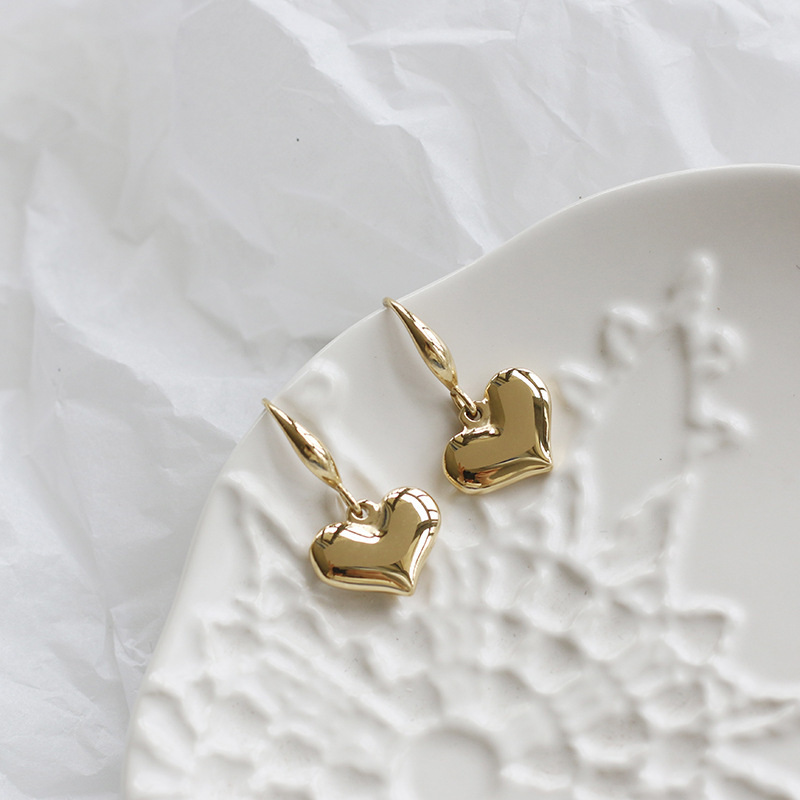Heart Shape Drop Earrings For Women, Waterproof 304 Stainless Steel With Real Gold Plated PVD Coating 0.03-0.05µm 2