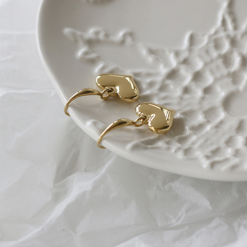 Heart Shape Drop Earrings For Women, Waterproof 304 Stainless Steel With Real Gold Plated PVD Coating 0.03-0.05µm 3