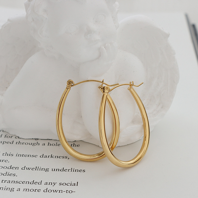 Round Earrings For Women Featuring Electroplated Design With 304 Stainless Steel Posts And 18K Gold PVD Vacuum Plating 2