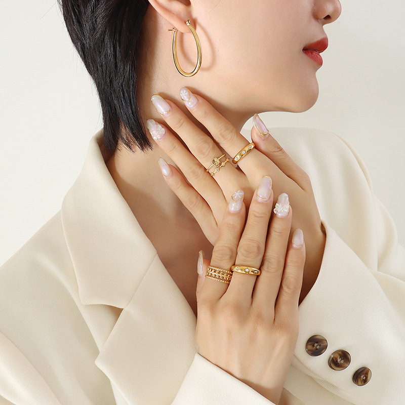 Round Earrings For Women Featuring Electroplated Design With 304 Stainless Steel Posts And 18K Gold PVD Vacuum Plating 3