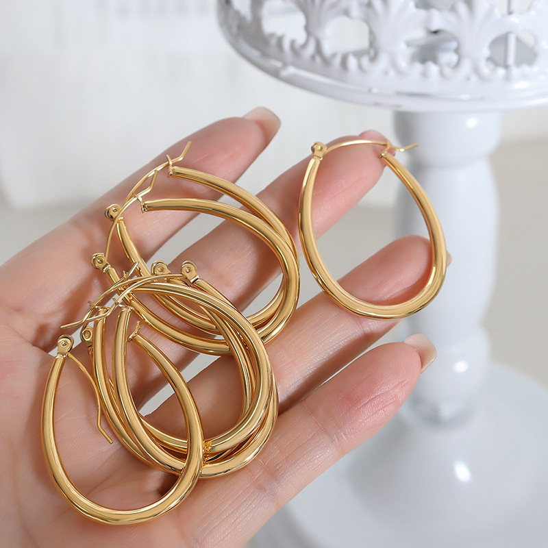 Round Earrings For Women Featuring Electroplated Design With 304 Stainless Steel Posts And 18K Gold PVD Vacuum Plating 4