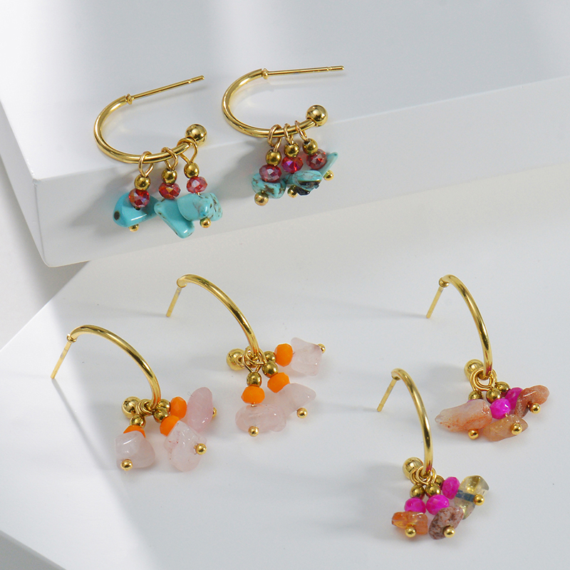 Geometric Electroplated Drop Earrings For Women In 14K Real Gold Plated 304 Stainless Steel With PVD Coated Finish And Stone-Free Inlay