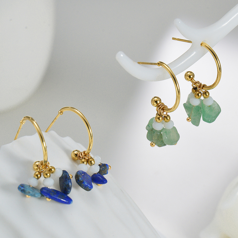 Geometric Electroplated Drop Earrings For Women In 14K Real Gold Plated 304 Stainless Steel With PVD Coated Finish And Stone-Free Inlay 2